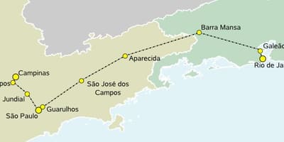 Karta över höghastighetståg São Paulo