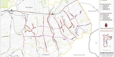 Karta över stadsdelen Itaim Paulista - Vila Curuçá São Paulo - Vägar