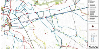 Karta över Mooca São Paulo - kollektivtrafiken