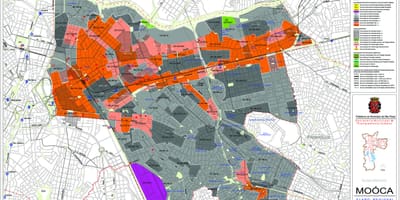 Karta över Mooca São Paulo - Ockupationen av mark