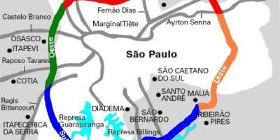 Karta över Mário Covas highway - SP 21