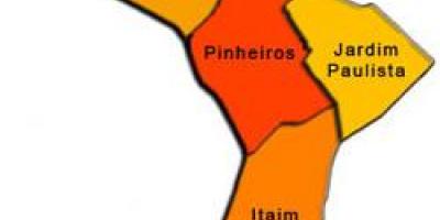 Karta av Pinheiros sub-prefekturen