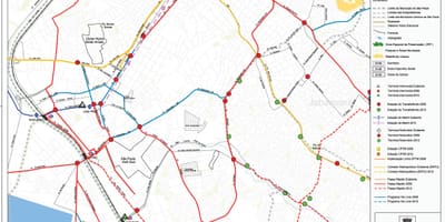 Karta över São Paulo-Santo Amaro - kollektivtrafiken