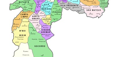 Karta över sub-län São Paulo