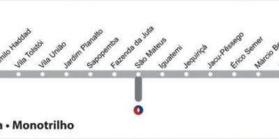 Karta över São Paulo monorail - Line 15 - Silver