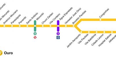 Karta över São Paulo monorail - Linje 17 - Guld