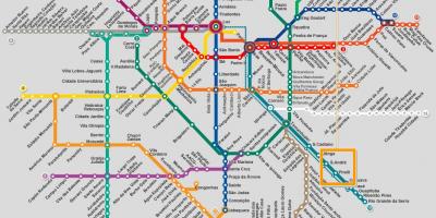 Karta över São Paulo-nätverk metro