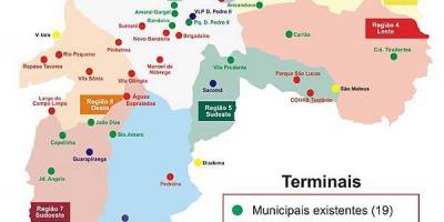 Karta över terminalerna buss till São Paulo