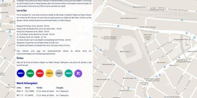 Karta över Tillgång Allianz Parque